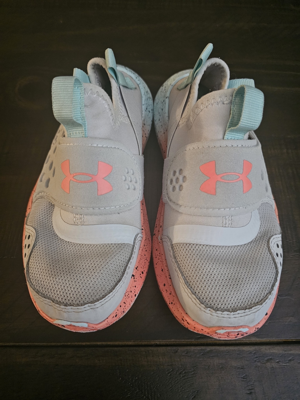 Under Armour Kids Light Gray & Coral Slip-On Sneakers